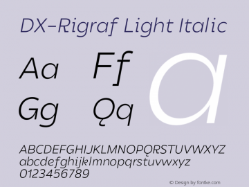 DXRigraf-LightItalic Version 1.000图片样张