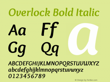 Overlock Bold Italic Version 1.001 Font Sample