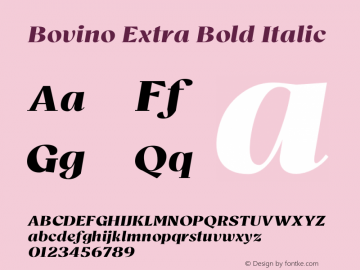 Bovino-ExtraBoldItalic Version 1.000 | wf-rip DC20200920 Font Sample