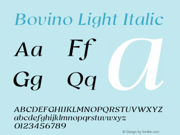 Bovino-LightItalic Version 1.000 | wf-rip DC20200920图片样张