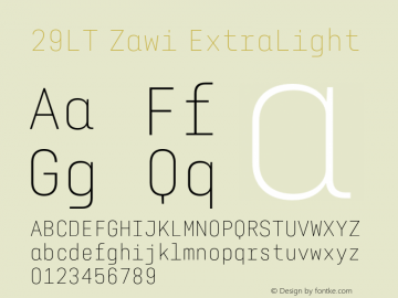 29LT Zawi ExtraLight Version 1.000;hotconv 1.0.109;makeotfexe 2.5.65596图片样张