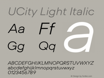 UCity Light Italic Version 2.001 | wf-rip DC20190830 Font Sample