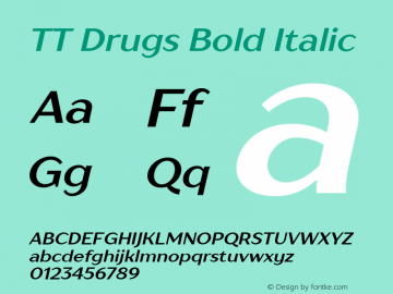 TTDrugs-BoldItalic Version 1.000 Font Sample