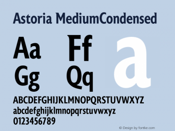 Astoria Medium Condensed Version 1.00 2011 Font Sample