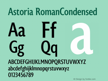 Astoria Roman Condensed Version 1.00 2011 Font Sample