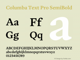 Columba Text Pro SemiBold Version 1.001 Font Sample