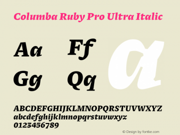 Columba Ruby Pro Ultra Italic Version 1.001图片样张