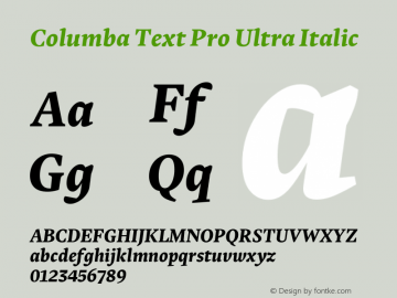 Columba Text Pro Ultra Italic Version 1.001图片样张