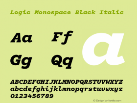 Logic Monospace Black It Version 1.001; Logic Monospace Black Italic Font Sample