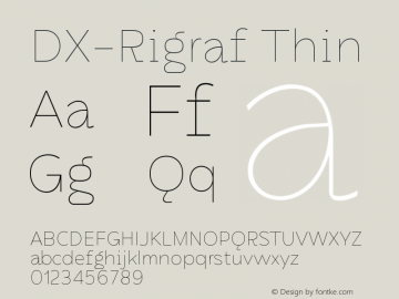 DX-Rigraf Thin Version 1.000 Font Sample