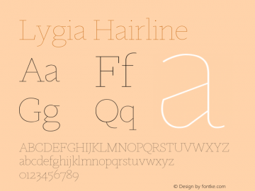 Lygia Hairline Version 0.002; ttfautohint (v1.8.3) Font Sample