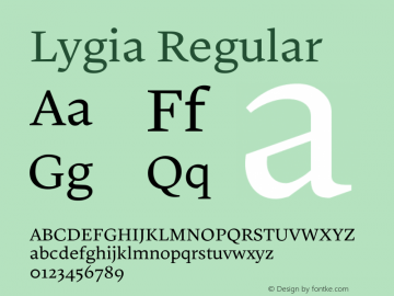 Lygia Regular Version 0.000 Font Sample