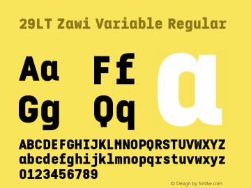 29LT Zawi Variable Version 1.000 Font Sample