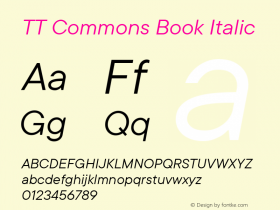 TT Commons Book Italic Version 2.100 Font Sample