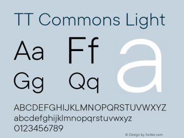 TT Commons Light Version 2.100 Font Sample