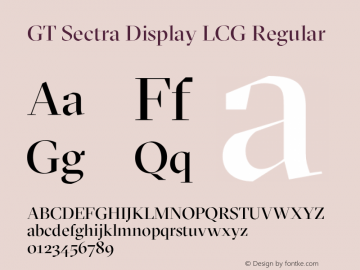 GT Sectra Display LCG Regular Version 4.000;hotconv 1.0.109;makeotfexe 2.5.65596 Font Sample