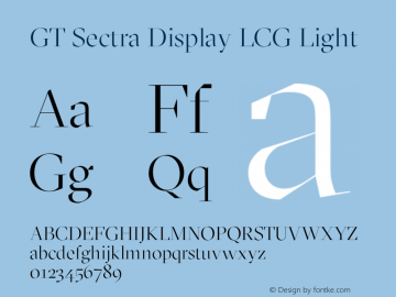 GT Sectra Display LCG Light Version 4.000;hotconv 1.0.109;makeotfexe 2.5.65596 Font Sample