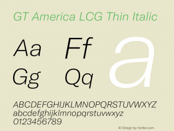 GT America LCG Th It Version 1.006;hotconv 1.0.109;makeotfexe 2.5.65596 Font Sample