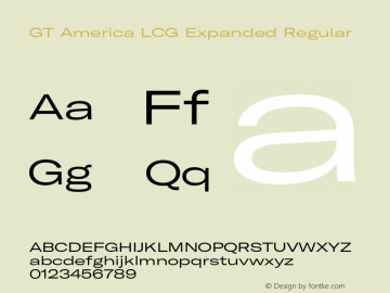 GT America LCG Exp Rg Version 1.005;hotconv 1.0.109;makeotfexe 2.5.65596 Font Sample