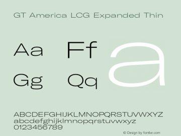 GT America LCG Exp Th Version 1.005;hotconv 1.0.109;makeotfexe 2.5.65596 Font Sample