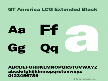 GT America LCG Ext Bl Version 1.005;hotconv 1.0.109;makeotfexe 2.5.65596 Font Sample