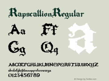 Rapscallion Regular Macromedia Fontographer 4.1 1/17/2003 Font Sample