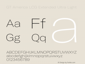 GT America LCG Ext U Lt Version 1.005;hotconv 1.0.109;makeotfexe 2.5.65596 Font Sample