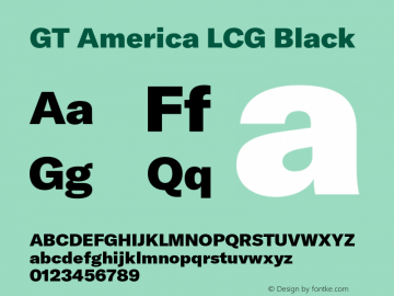 GT America LCG Bl Version 1.005;hotconv 1.0.109;makeotfexe 2.5.65596 Font Sample