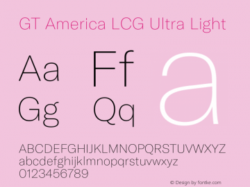 GT America LCG U Lt Version 1.005;hotconv 1.0.109;makeotfexe 2.5.65596 Font Sample