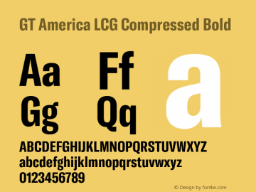 GT America LCG Cm Bd Version 1.005;hotconv 1.0.109;makeotfexe 2.5.65596 Font Sample