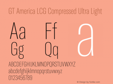 GT America LCG Cm U Lt Version 1.005;hotconv 1.0.109;makeotfexe 2.5.65596 Font Sample