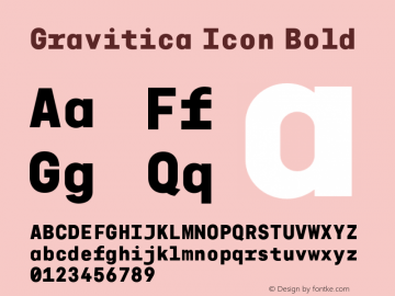 Gravitica Icon Bold Version 1.000;hotconv 1.0.109;makeotfexe 2.5.65596图片样张