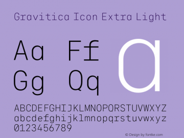 Gravitica Icon Extra Light Version 1.000;hotconv 1.0.109;makeotfexe 2.5.65596图片样张