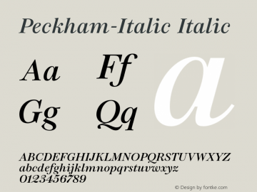 Peckham-Italic Version 1.000 Font Sample