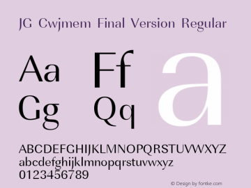 JG Cwjmem Final Version Regular Macromedia Fontographer 4.1 02/10/01图片样张