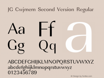 JG Cwjmem Second Version Regular Macromedia Fontographer 4.1 02/10/01图片样张