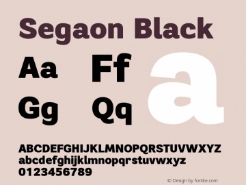 Segaon Black Version 1.000 Font Sample