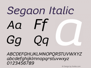 Segaon Italic Version 1.000 Font Sample