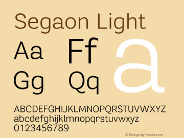 Segaon Light Version 1.000 Font Sample