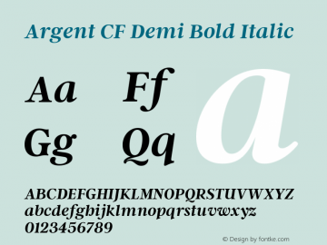 Argent CF Demi Bold Italic Version 4.000 Font Sample