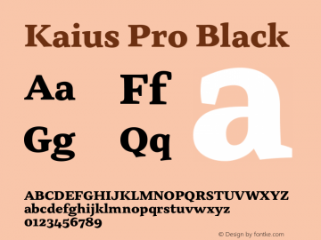 Kaius Pro Black Version 1.000 Font Sample