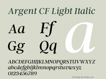 Argent CF Light Italic Version 4.000 Font Sample