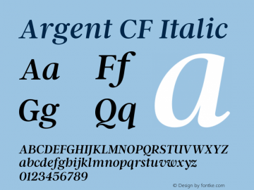 Argent CF Regular Italic Version 4.000 Font Sample