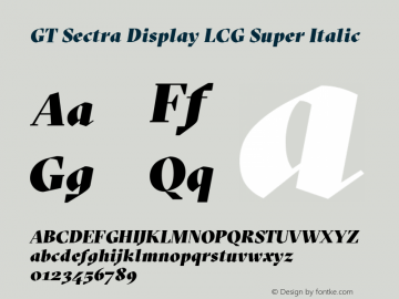 GT Sectra Display LCG Super Italic Version 4.000 Font Sample
