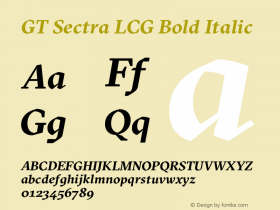 GT Sectra LCG Bold Italic Version 4.000 Font Sample