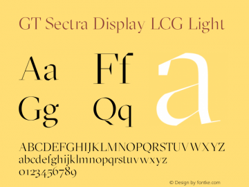GT Sectra Display LCG Light Version 4.000 Font Sample