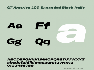 GT America LCG Exp Bl It Version 1.006 Font Sample