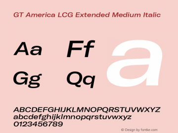 GT America LCG Ext Md It Version 1.006 Font Sample