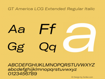 GT America LCG Ext Rg It Version 1.006 Font Sample