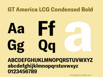 GT America LCG Cn Bd Version 1.005 Font Sample